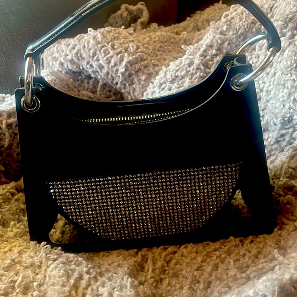 Cute GII MII cutout rhinestone covered handbag
